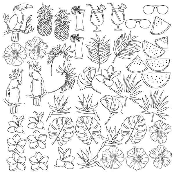 Sheet for coloring with markers Fabrika Decoru "Tropical paradise" size 30, 5x30, 5 cm