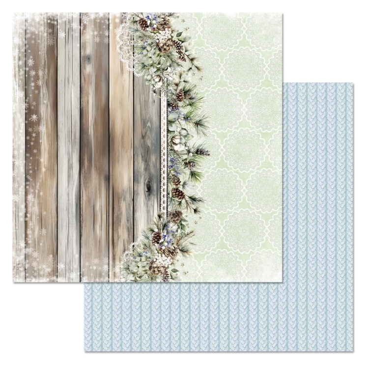 Двусторонний лист "Снежные сказки. Связанные крючком", размер 30*30 см, 180гр (ScrapMania) 