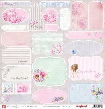 One-sided sheet of paper Scrapberry's Summer Joy "Cards 3", size 30x30 cm, 180 g/m2 (ENG)