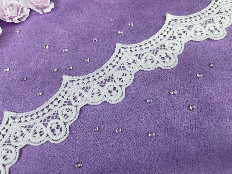 Кружево матовое белое гипюр, ширина 5 см, отрез 50 см