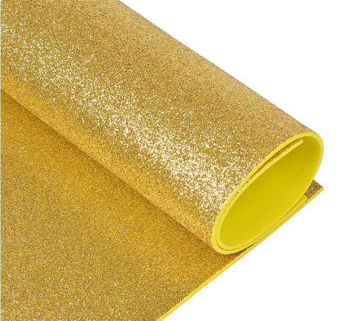 Фоамиран глиттерный "Светло-золотой", размер 20Х30 см, толщина 2 мм