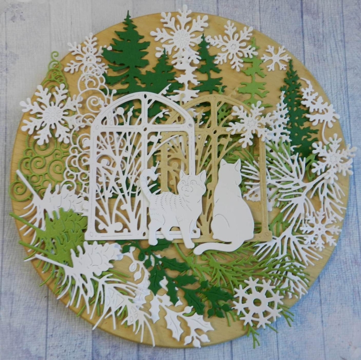 Вырубка набор 33эл. Новый год бумага кардсток 290 гр.