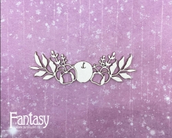 Чипборд Fantasy «Снежные объятия (Яблоко с хлопком) 3075» размер 9*2,9 см