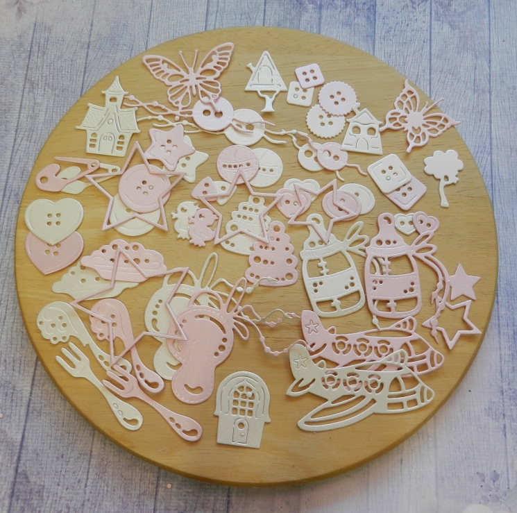 Вырубка набор 57 эл. бумага дизайнерская перламутровая 290 гр.