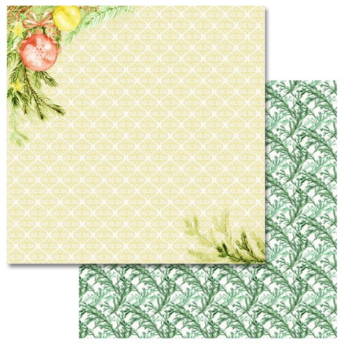 Double-sided sheet of ScrapMania paper "New Year's Rhapsody. Aroma of spruce", size 30x30 cm, 180 g/m2