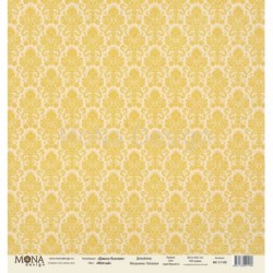 Односторонний лист бумаги MonaDesign Дамаск базовый "Жёлтый" размер 30,5х30,5 см, 190 гр/м2