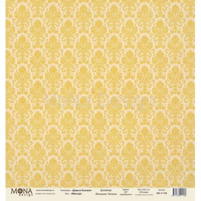 One-sided sheet of paper MonaDesign Damascus basic "Yellow" size 30. 5x30. 5 cm, 190 g/m2