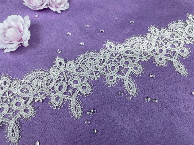 Кружево молочное гипюр, ширина 6,5 см, отрез 50 см