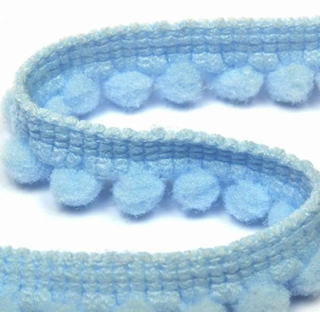 Ribbon with pompoms "Blue", width 1 cm, length 1 m
