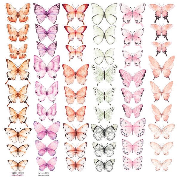 Sheet with pictures for cutting out Fabrika Decoru "Butterflies-5" size 30. 5x30. 5 cm