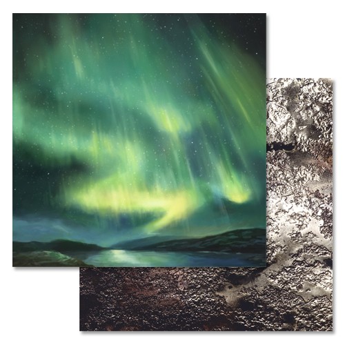 Double-sided sheet of ScrapMania paper " Vikings. Northern Lights", size 30x30 cm, 180 g/m2
