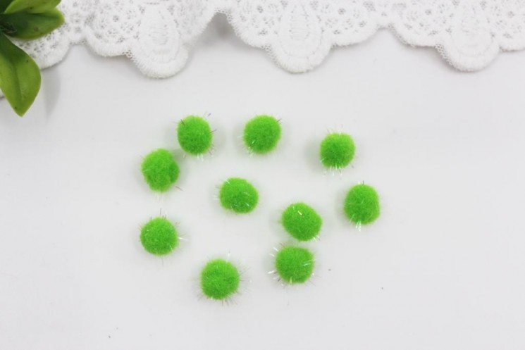 Pompoms "Light green" 10 pieces, 10 mm