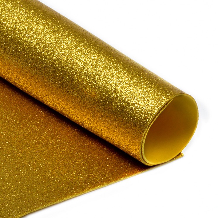 Foamiran glitter "Gold", size 20X30 cm, thickness 2 mm