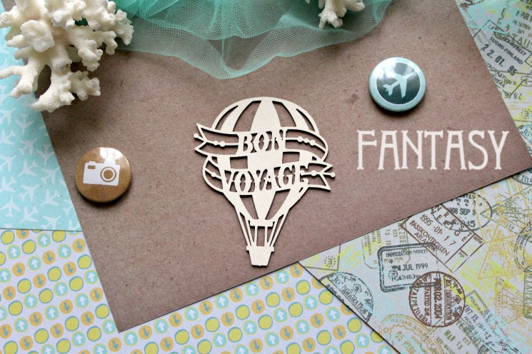 Chipboard Fantasy "Balloon Bon voyage 831" size 7.8*6.3 cm