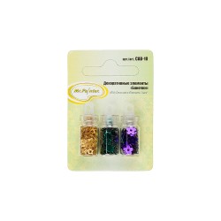 Glass bottles with a stopper, filler green-gold-purple, 3 pcs