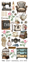 Тканевый лист для вырезания FANTASY "Винтажная рапсодия - 2" размер 12*27 см