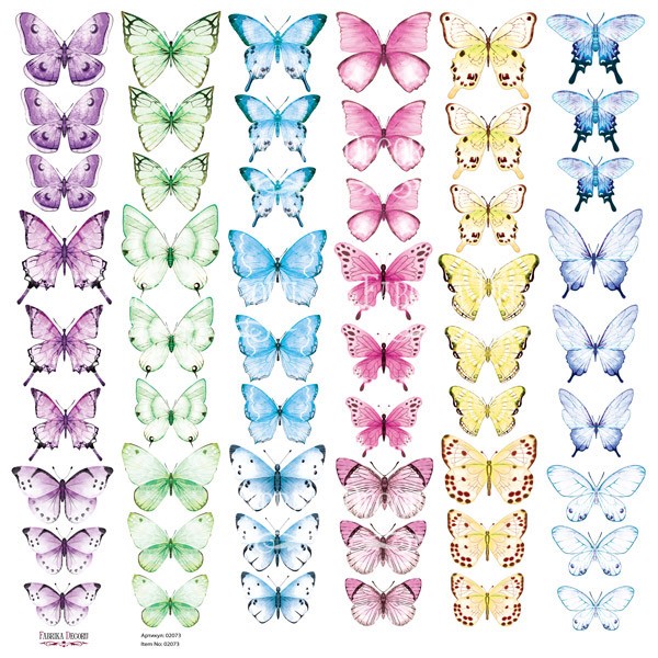 Sheet with pictures for cutting out Fabrika Decoru "Butterflies-6" size 30. 5x30. 5 cm
