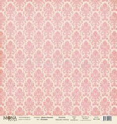 Односторонний лист бумаги MonaDesign Дамаск базовая "Розовый" размер 30,5х30,5 см, 190 гр/м2