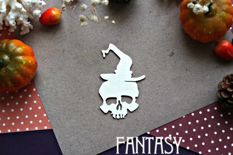 Chipboard Fantasy "Skull in a hat 868" size 7.5*4.6 cm