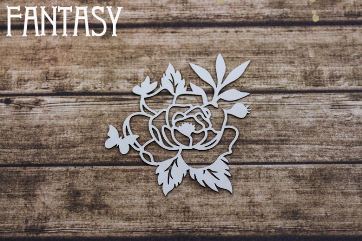 Чипборд Fantasy "Цветок роза с бабочками 2212" размер 5*6,7 см