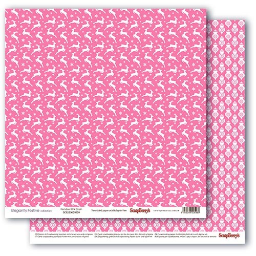 Double-sided sheet of paper Scrapberry's Winter contrasts "Pink obsession", size 30x30 cm, 190 g/m2