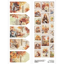 Лист с картинками 10х30 см "Художница Осень. Марки" (ScrapMania)