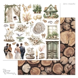 Двусторонний лист "День свадьбы. Детали", размер 30*30 см, 180гр (ScrapMania)