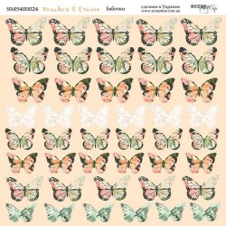 Двусторонний лист бумаги ScrapМир Peaches & Cream "Бабочки" размер 20*20см, 190гр