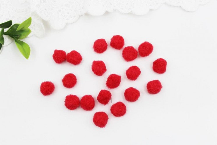 Pompoms " Red " 10 pieces, 10 mm