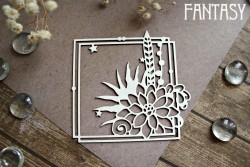 Чипборд Fantasy "Рамка с цветком 1118" размер 8,5*9 см