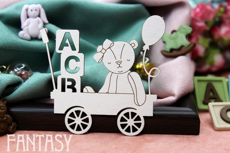 Chipboard Fantasy "Toy Cart 2192" size 6.7*6.5 cm