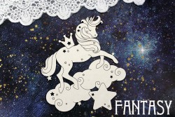 Чипборд Fantasy "Единорог на облаке 1414" размер 12,7*10,7 см