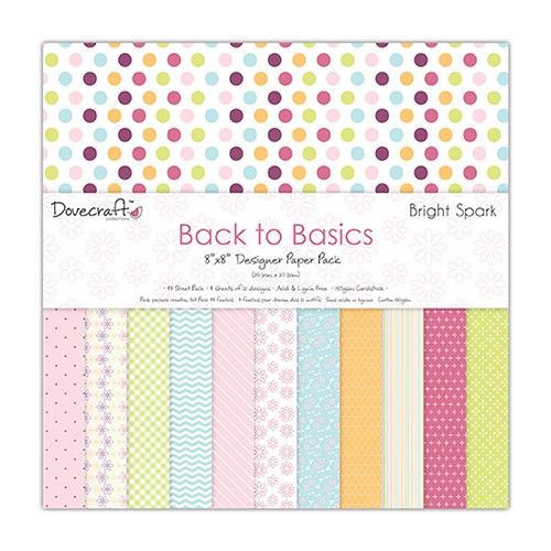 1/4 set of Dovecraft paper, "Back to Basics" 12 sheets, size 20x20 cm, 150 g /m2