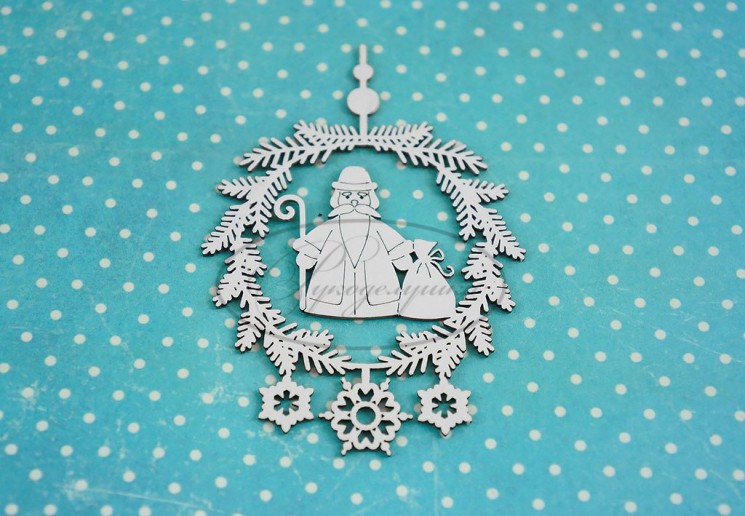 Чипборд Рукоделушка "Новогодняя подвеска с дедом морозом", размер 5,5*8 см