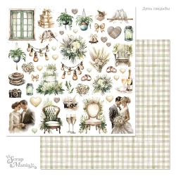 Двусторонний лист "День свадьбы. Картинки", размер 30*30 см, 180гр (ScrapMania)