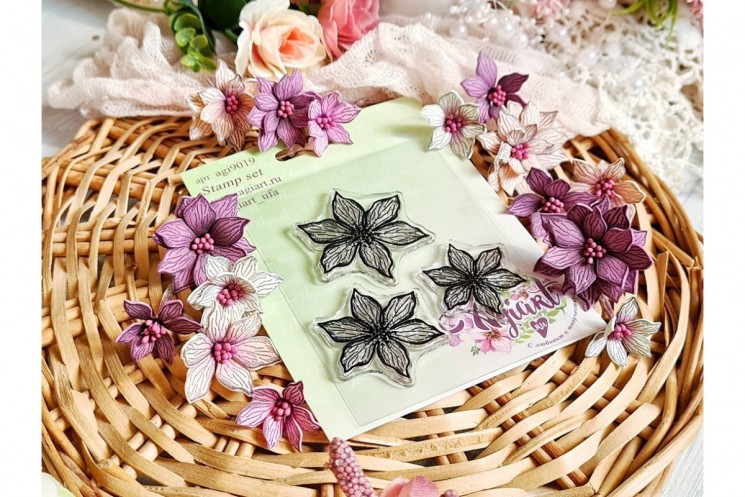Set of stamps "Amaryllis" from AgiArt, Sizes: 46*46 mm, 40*40 mm and 34*34 mm