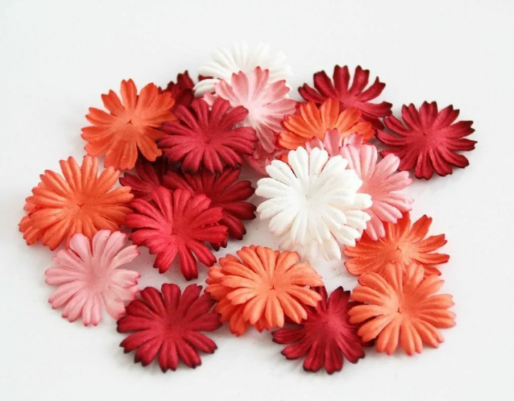 Daisy petals "Red mix" size 2.5 cm 10 pcs 