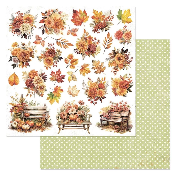 Двусторонний лист "Художница Осень. Листья", размер 30*30 см, 180гр (ScrapMania)