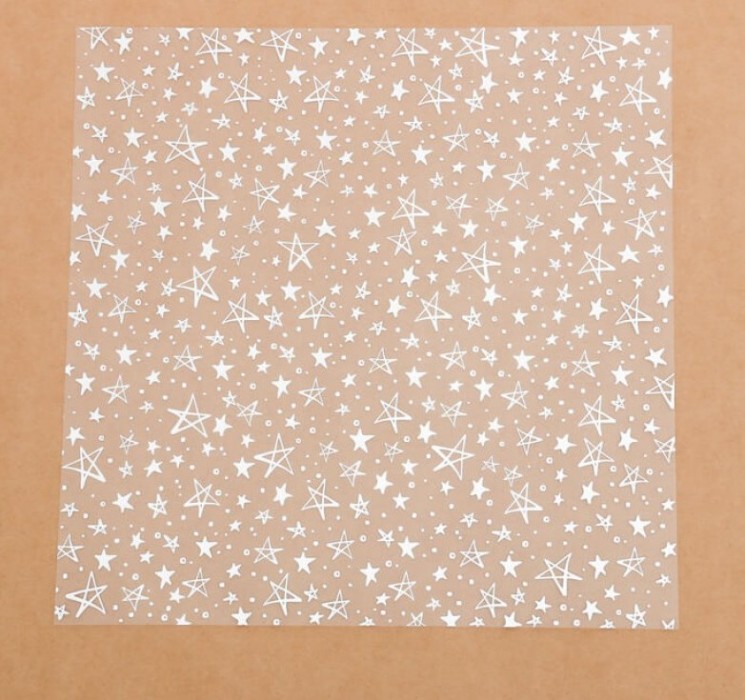 Acetate sheet with foil "Silver stars" size 30. 5X30. 5 cm