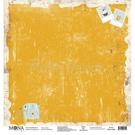 One-sided sheet of paper MonaDesign Retro cafe "For memory" size 30, 5x30, 5 cm, 190 gr/m2