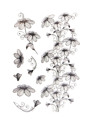 Резиновый штамп «Woodcut Flowers», размер 10,1x15,2см
