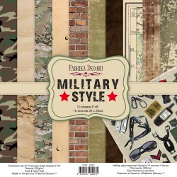 Набор двусторонней бумаги Фабрика Декору "Military Style",10 листов, размер 20х20 см, 200 гр/м2