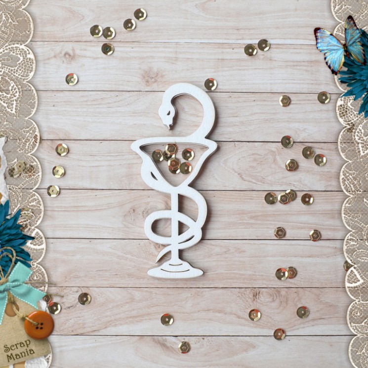 Чипборд "Спасибо, доктор! Шейкер. Сосуд Гигиеи маленький" (ScrapMania), размер 5х10,5 см