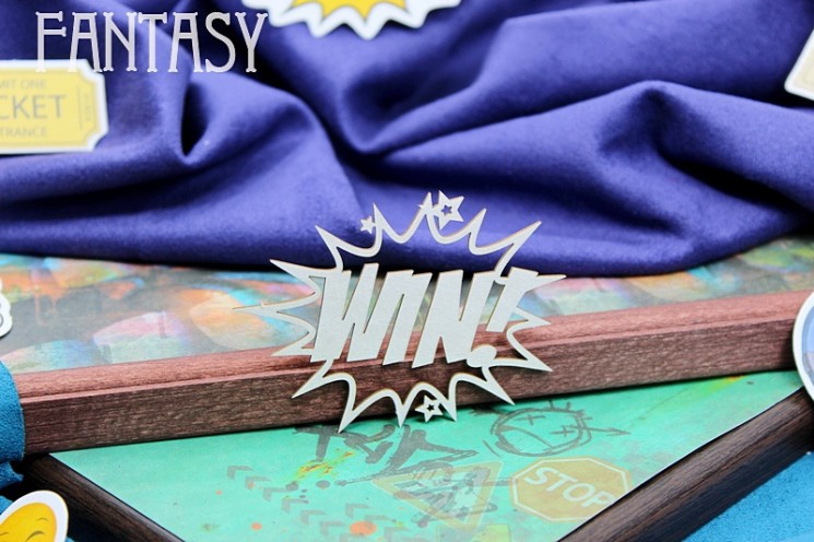 Чипборд Fantasy Комикс " WIN! 2052" размер 7*5.5см