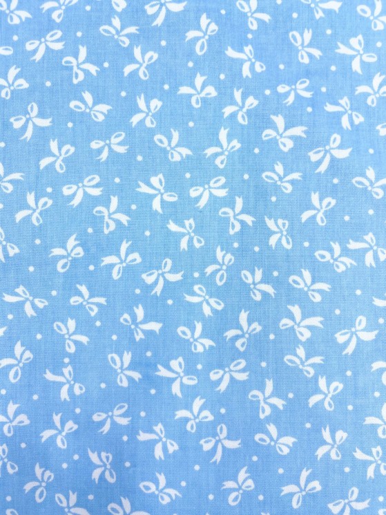 Fabric cut "White bows on white", cotton, size 50X50 cm