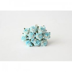 Розы "Бело-бирюзовые" размер 2,5см, 5 шт