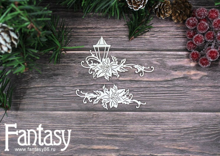 Chipboard Fantasy set "Christmas flashlight 2530" sizes 8.5*5.5 and 8.1*3 cm, 2 pcs in a set