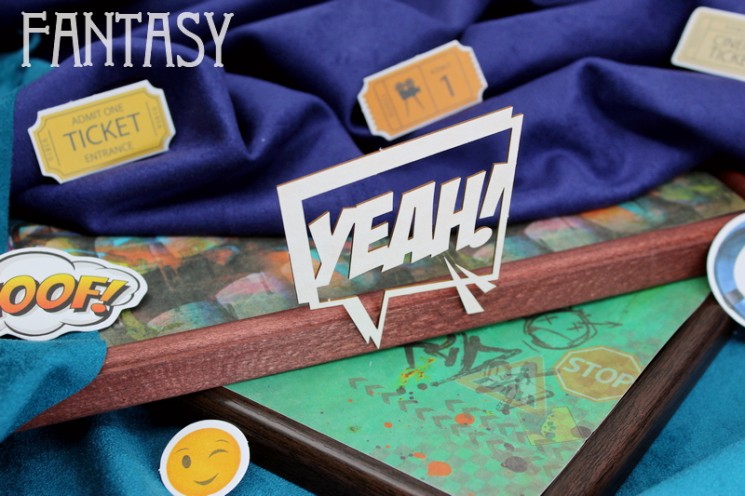 Chipboard Fantasy Comics "YEAH! 2078" size 6.8*6.6 cm