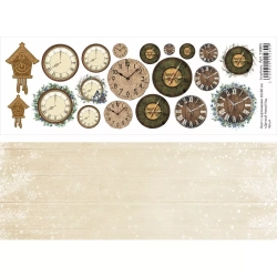 Двусторонний лист с картинками "Дачный Новый Год. Часы", 10х30 см, 180 гр/м2