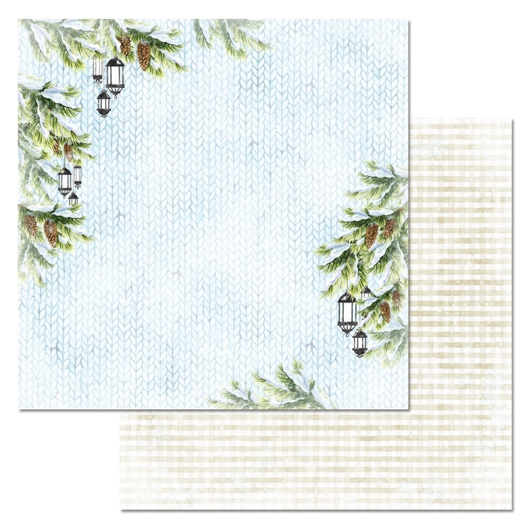 Двусторонний лист "Зимний город. Фонари", размер 30*30 см, 180гр (ScrapMania)